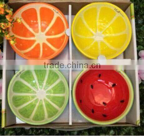 stocked fashion ceramic soup bowl with fruit painting,fruit shaped bowl,ceramic soup bowl set
