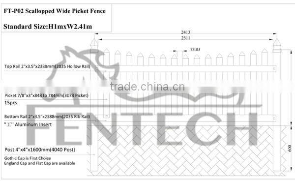 Customized high quality low cost arch picket fence