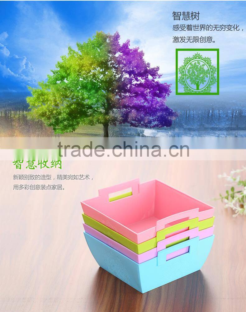 New PP plastic square storage basket with handle