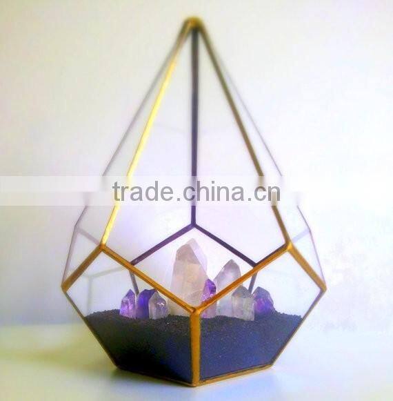 Gold Wedding Crystal Garden Glass Geometric Terrarium
