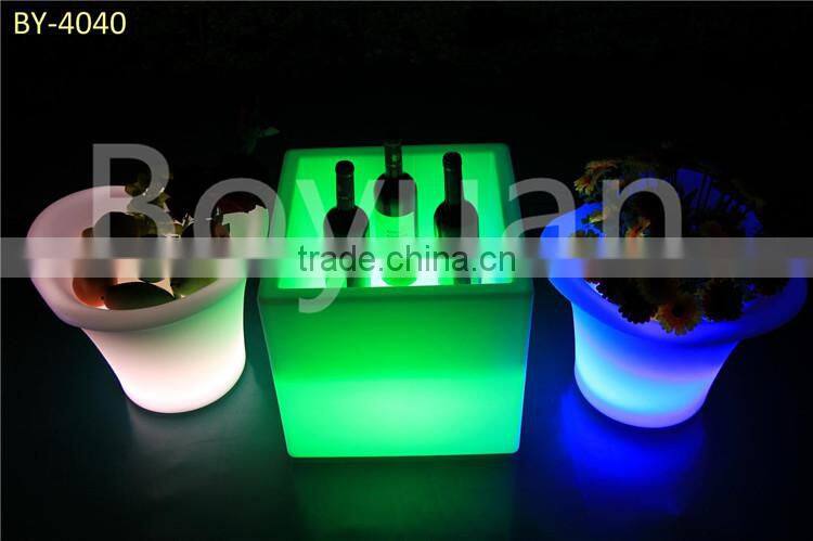 popular modern LED cube ice bucket, LED wine bucket, LED flower pot