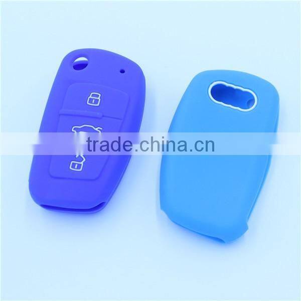 for audi fold 3 buttons keys silicone remtoe key holder, silicone car key case