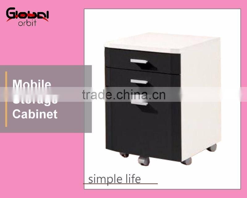 Rollling 3 Tier Drawer Mobile Storage Bedroom Table File Wooden Cabinet
