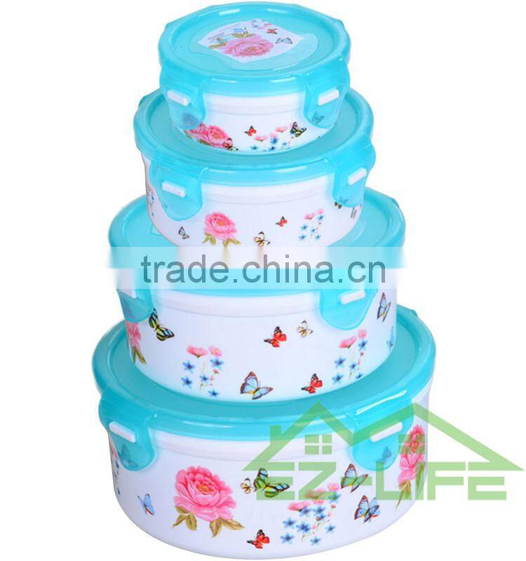 BPA free microwavable refrigerator round plastic food storage container with lids
