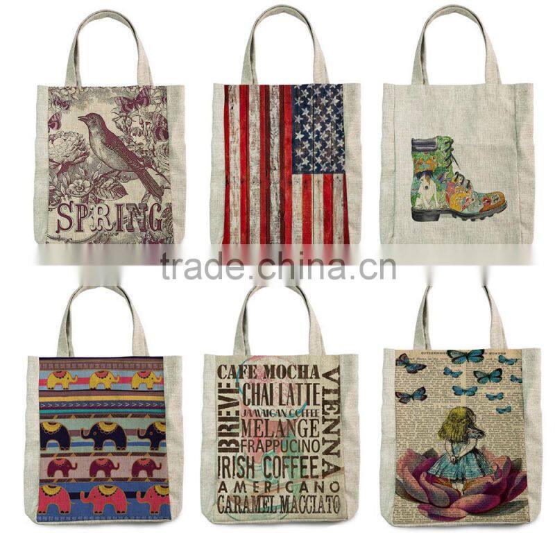New design of the girl and flower cotton tote bags shopping bags craft bags
