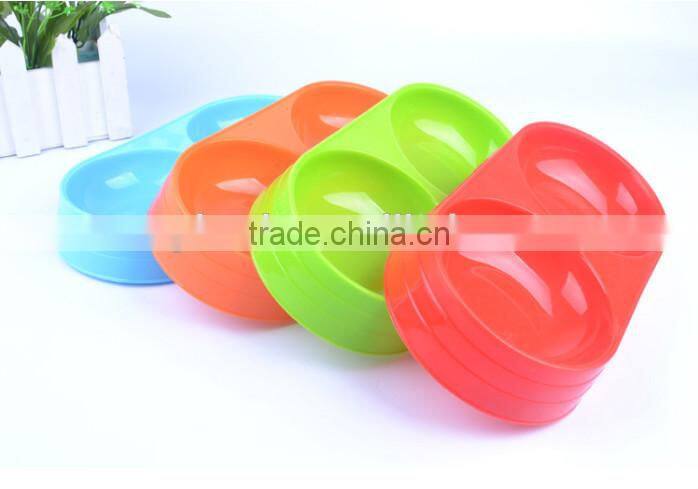 2015 high quality plastic double dog dish / colorful double dog bowl,2015 high quality plastic colorful pet bowl
