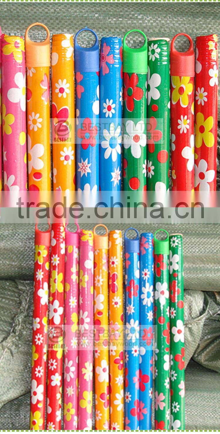 Hot sale natural broom handles wholesale/pvc coated wooden broom handle/pvc mop stick