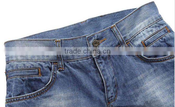 Men's 100% cotton woven jeans with fashion washing