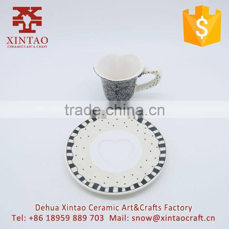 Coffee house Coffee Bar Cappuccino Cups and Saucers, full decal letters with saucers