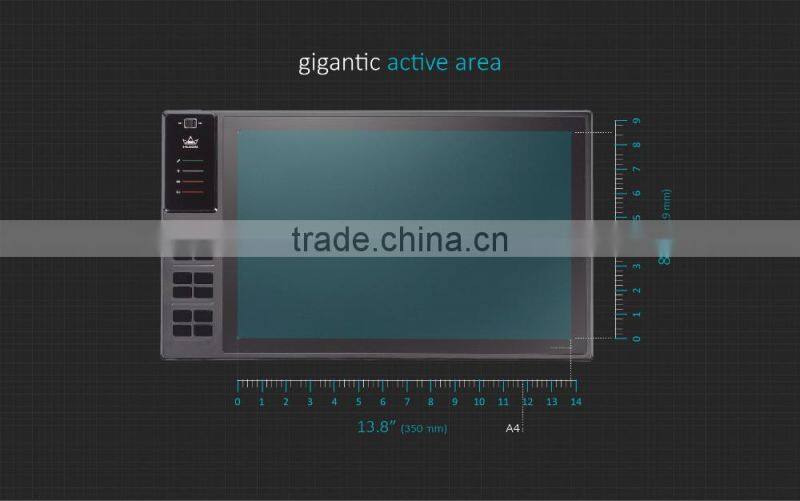 2016 hot sale! Huion giano WH1409 largest wireless graphic drawing tablet digital pen tablet