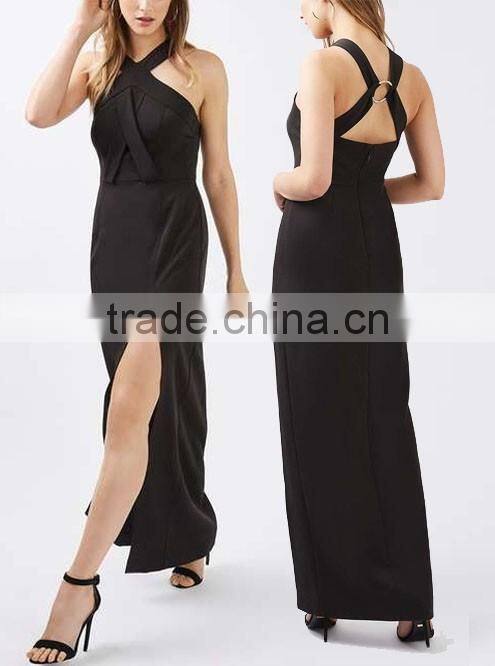 Goddness Cross Front Sexy Nighty Maxi Dresses Cross Strap Ring Back Ball Gown Wedding Dresses 2016 HSD5757