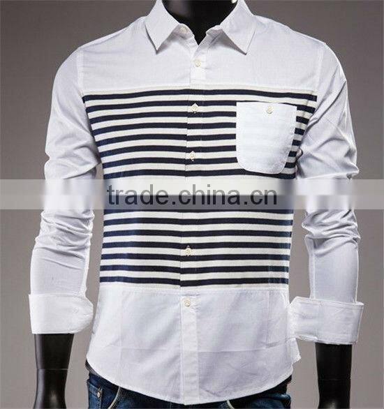 British style slim fit man shirts contrast stripes fashion long sleeve mens shirts
