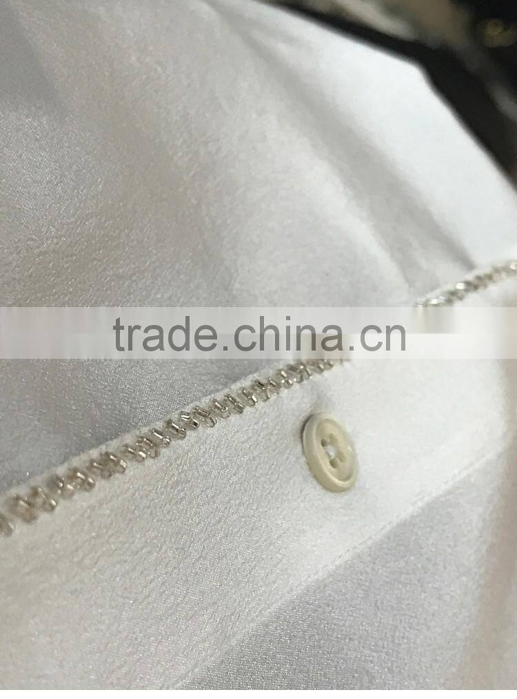 SZXX Tops Fashion Womens Lady White Wide Collar Casual Blouse