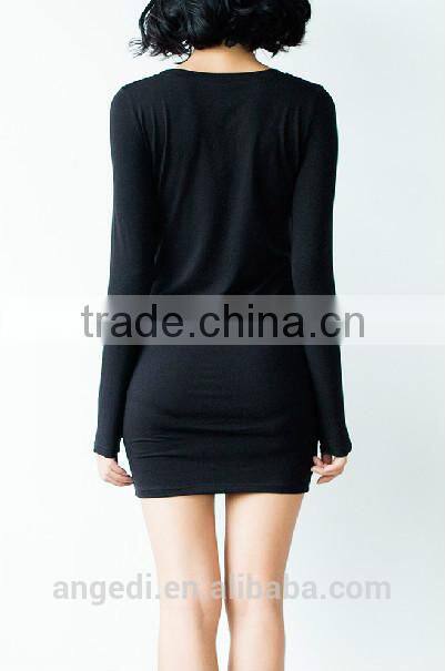 Skinny fit women long sleeve home dress cotton Korean stretch style long t shirt