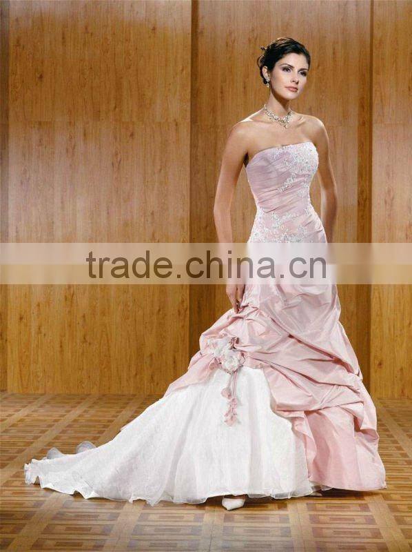 white and pink flower lace bridesmaid dress
