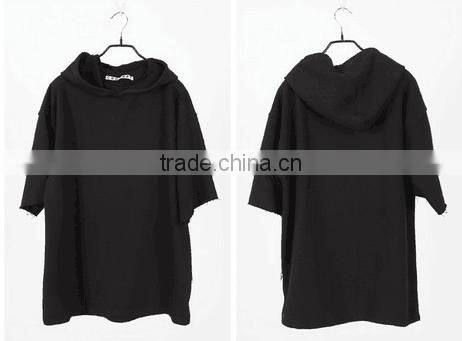 Couple Set Hooded Frayed Pullover + Sweat Shorts