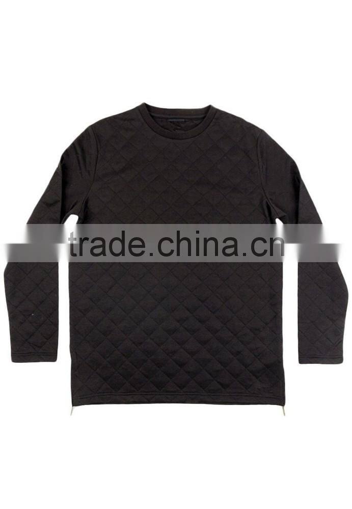 Comfortable cotton plain sweatshirt side zipper wholesale crewneck sweatshirt