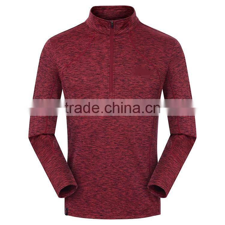 Wholesale Polyester Dri-Fit Breathable Half-Zip Men Running Shirts with Long Sleeves