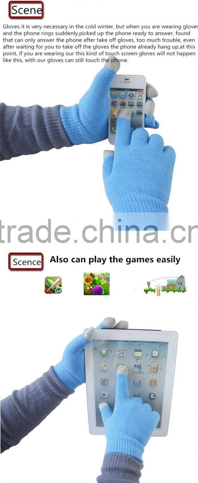 New Design Plain Color Unisex Touch Screen Cotton Knitting Gloves