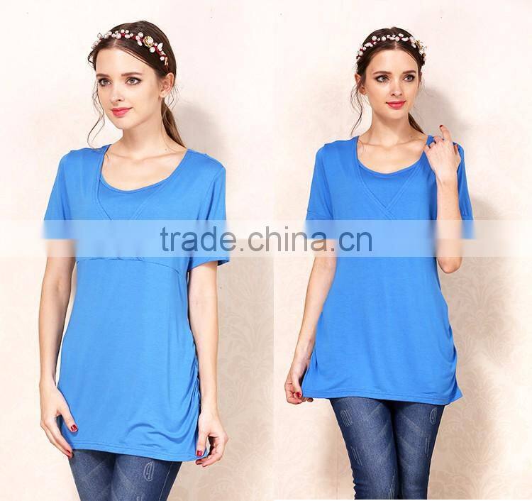 Wild Short Sleeve Nursing Clothes Solid Breastfeeding Clothing Small Fresh Pregnant Women T-shirts