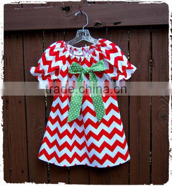 Christmas Clothes Baby Girl Frock Red And White Chevron Dress