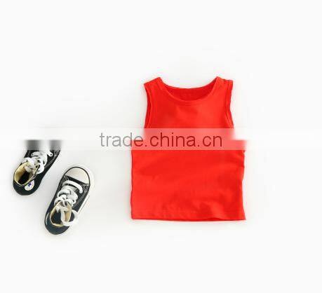 Cute Baby Sleveless Singlet Knit Cotton Fabric Mini Shirt Children Clothing