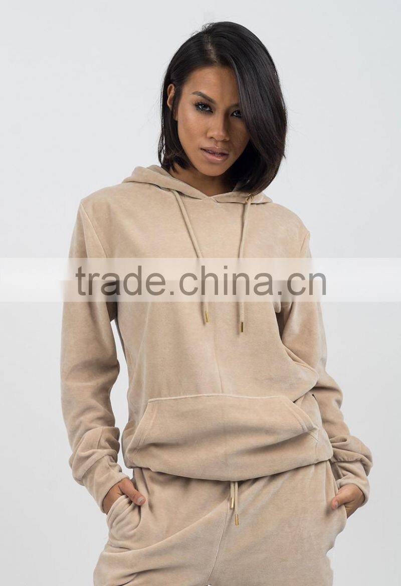 custom women tracksuit hoodies and pants high quality velvet tracksuit