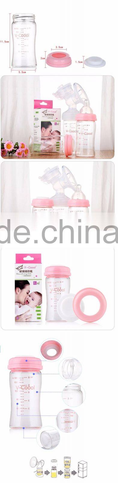 breastmilk storage bottle/fresh milk glass bottles/glass milk storage bottle