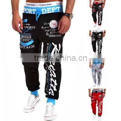 2016 men jogger pants customized Grey with drawstring latest design