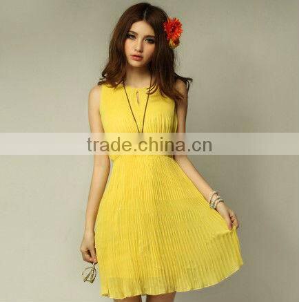 Wholesale Casual Chiffon Pleated Women Dresses