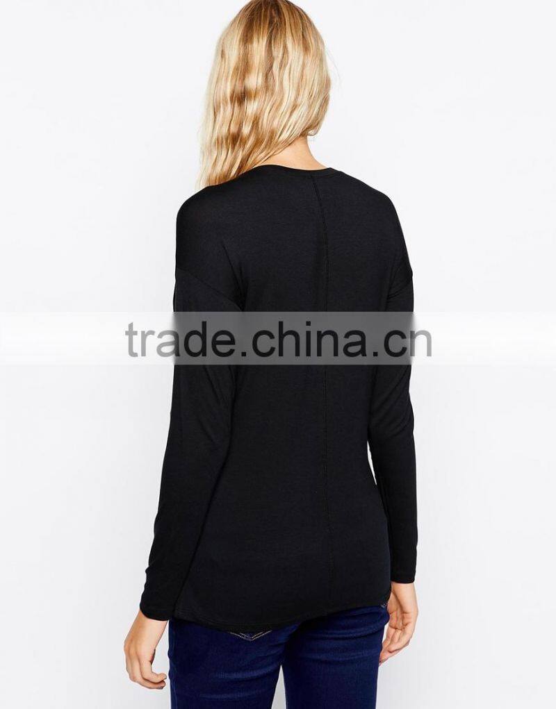 Maternity NURSING Top With Wrap Overlay And Long Sleeve