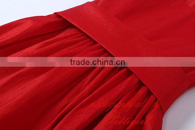 Hot Selling Red Girls Dresses Decorated With Big Flower Fashion Solid Kids Vestido Wholesale Child Wear