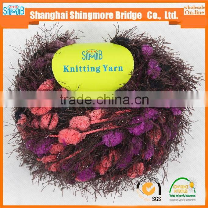 China textile factory direct wholesale 100% polyester spun dyed yarn hand knitting velvet twist feather yarn in low price
