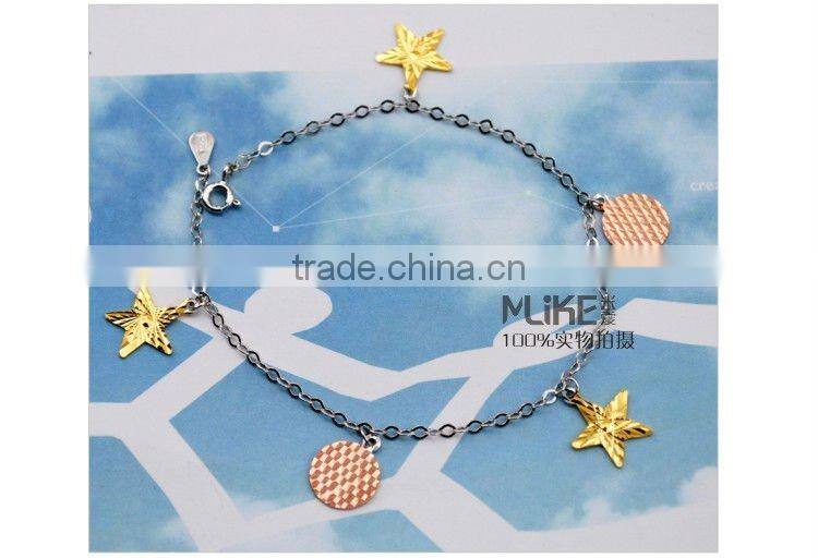 moon and star 925 silver bracelet