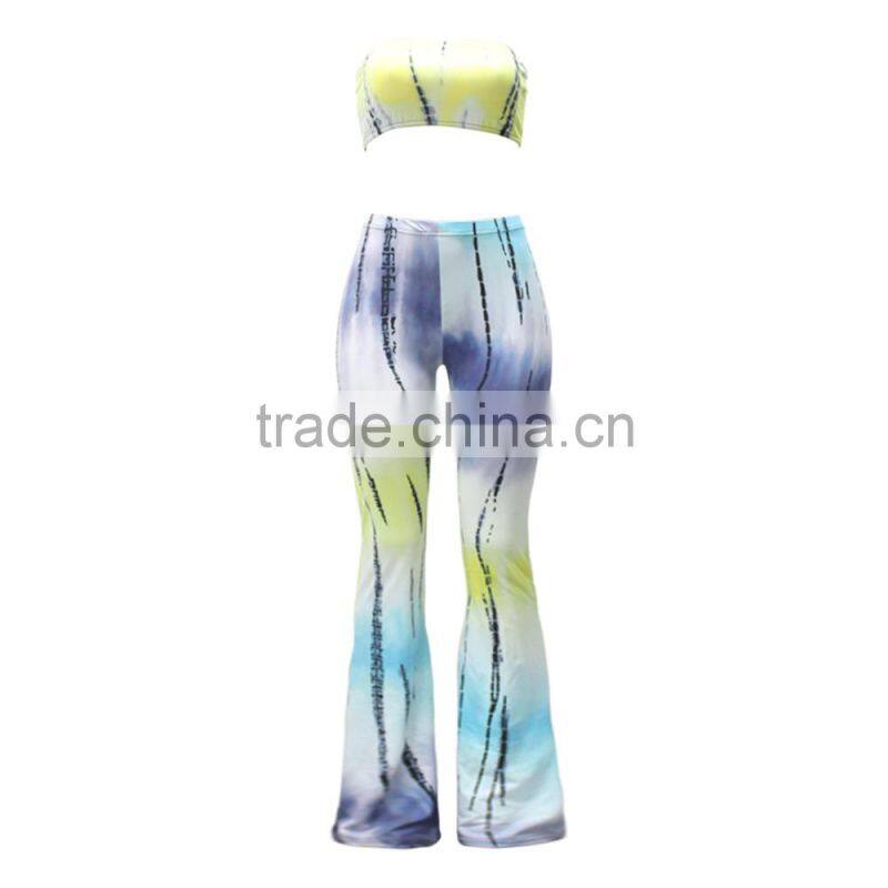 orange printed y bell bottomed pants /22 color xayn tie dye wide legging flare trousers pants / fancy women pantes