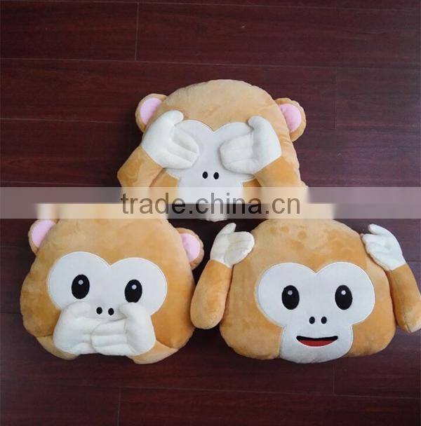New Creative Plush Stuffed funny emoji plush monkey pillow