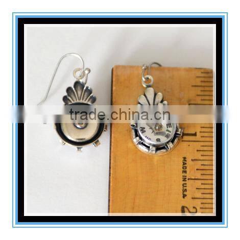 2016 New arrival Working Compass Steampunk Silver Earrings Mini Compass Jewelry Yiwu wholesale