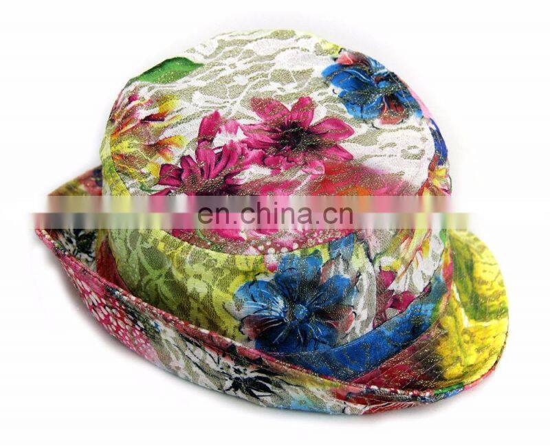 Factory New Fashion Women Girl Flower Floral Bucket hat Bling glitter Boonie cap Pastel drawing Soft material