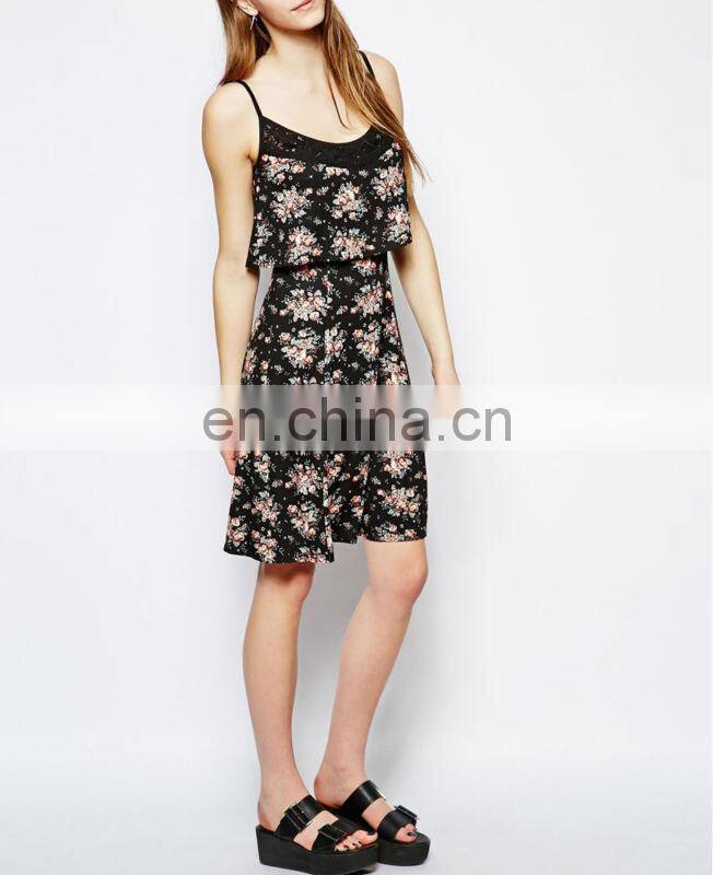 CHEFON Fashion 2 tier crochet contrast slip tall dresses uk