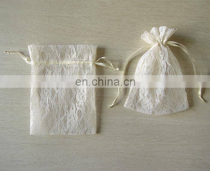 fashion white promotion customized size gift lace drawstring bag