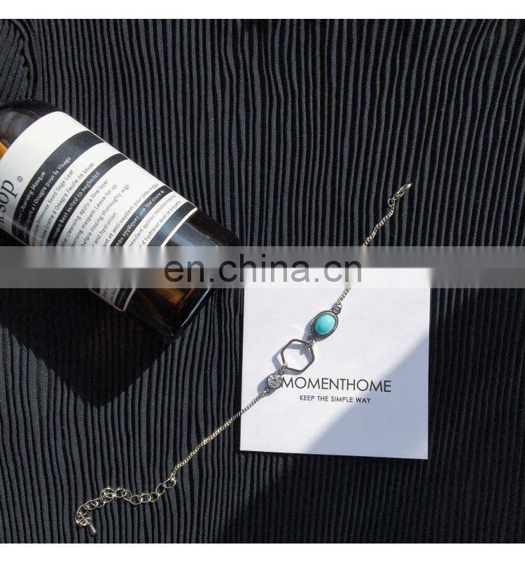 Retro Marble Gemstone Geometric Metal Bracelet