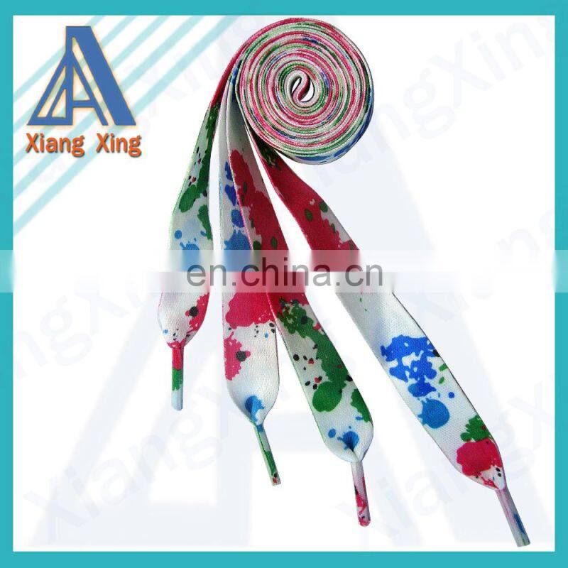fashion cheap polyester shoelace with logo printing
