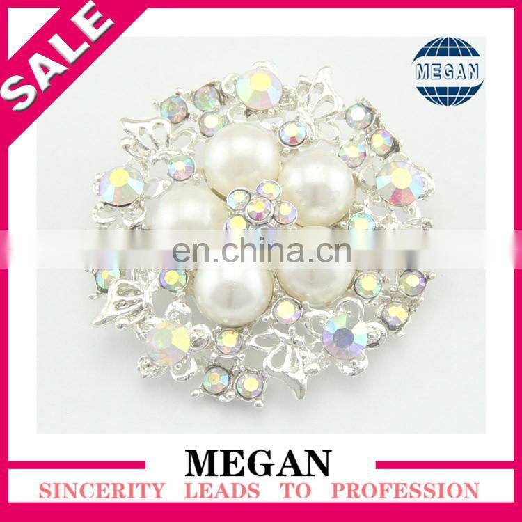 Pearl Silver Crystal Rhinestone Buttons for Bridal Embellishment