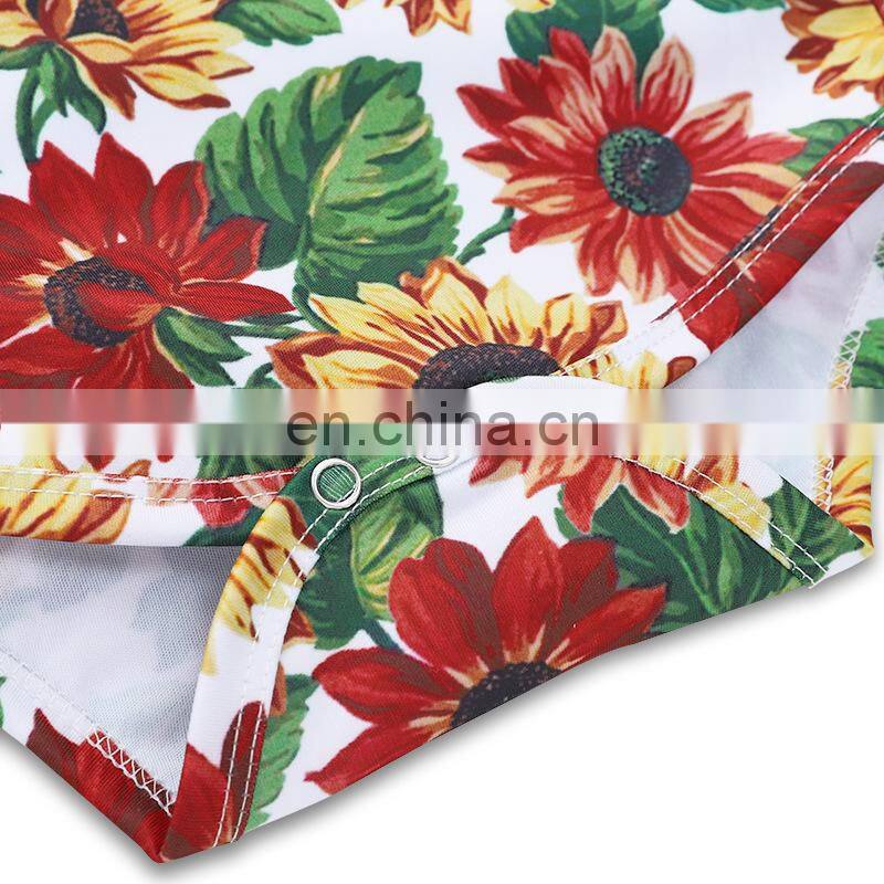 Baby Girl romper Sunflower Newborn Long Sleeves with headband 2PCS Baby clothes romper 3-18M