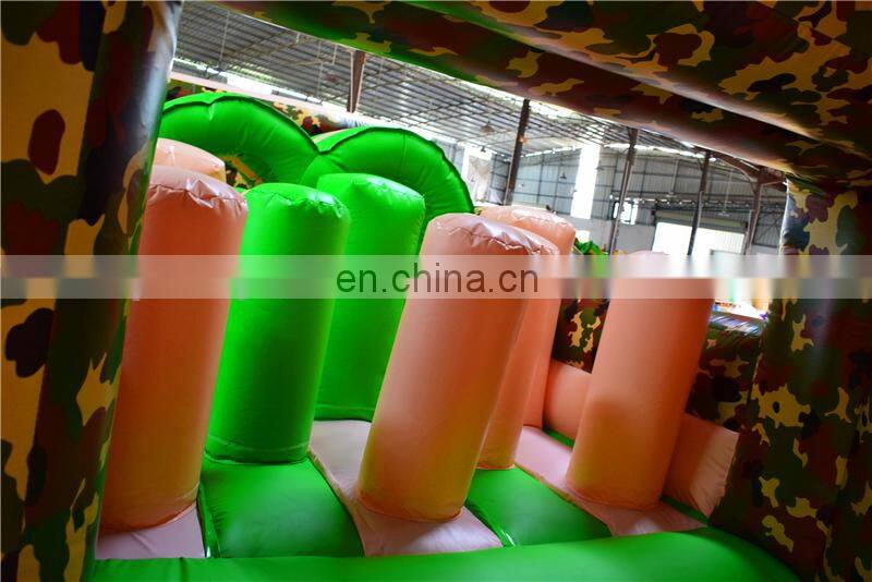 Kids outdoor camouflage boom camp inflatable bounce course for camping area