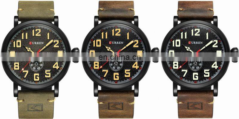CURREN 8283 Men's Leather Watches Quartz Movement Cheap Fashion&Casual Auto Date Leather Band Watches
