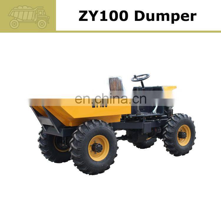Factory price ZY100 palm diesel mini truck 4*4 wheel dumper