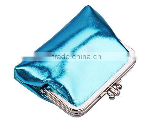 Lady flash metal substantial design PU wallet cheap lady wallet