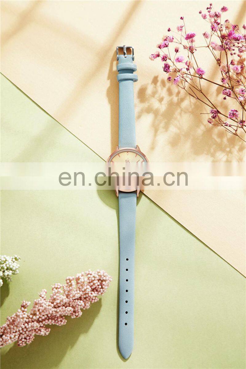 SHENGKE New Fashion Simple Style Temperature Change Color Women Watch Sunray Color Change Men Women Quartz Wristwatches