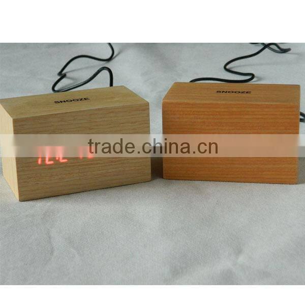 Desk Digital Jumbo LED Wood Clock Vintage Table Wooden Alarm Clock